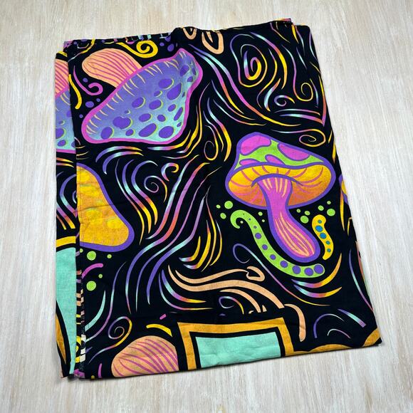 Spencer’s Blacklight Trippy Mushroom Neon Swirl Festival Wall Tapestry 48x53 - Picture 1 of 9
